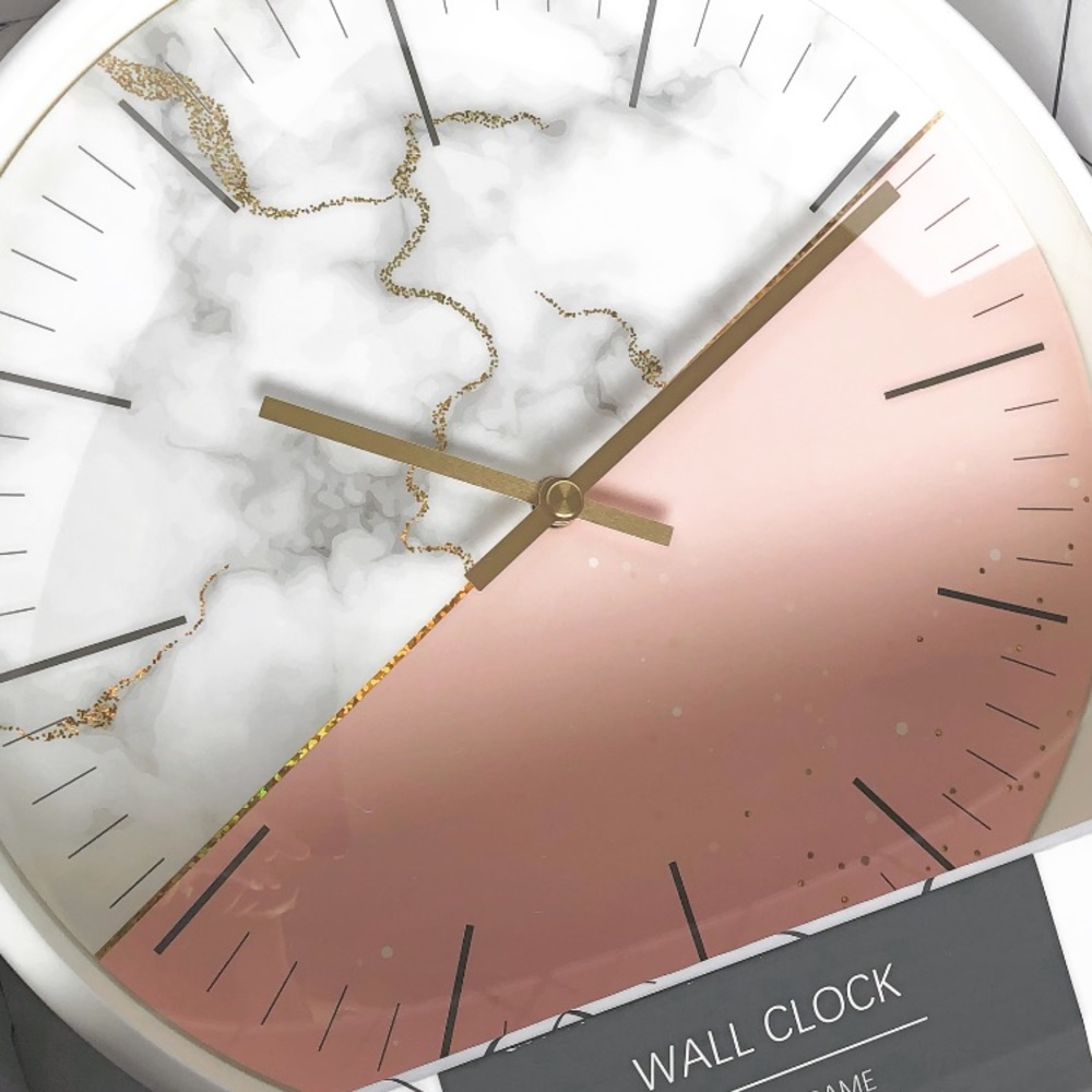 •HP• White Marble Half Blush Pink Wall Clock - Picture 2 of 3